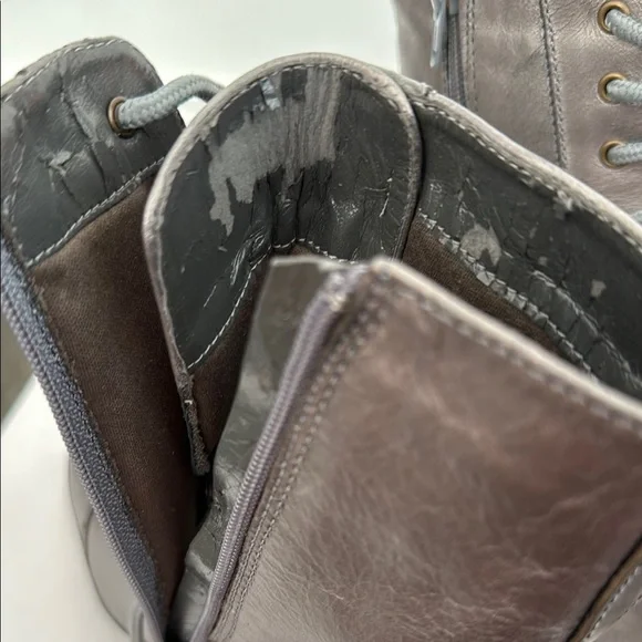 Elegant Pewter Lace-Up Ankle Boots - Picture 10 of 13